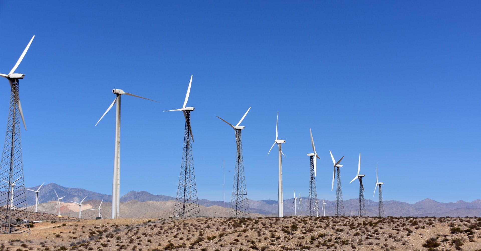 mega tower wind turbines in the desert