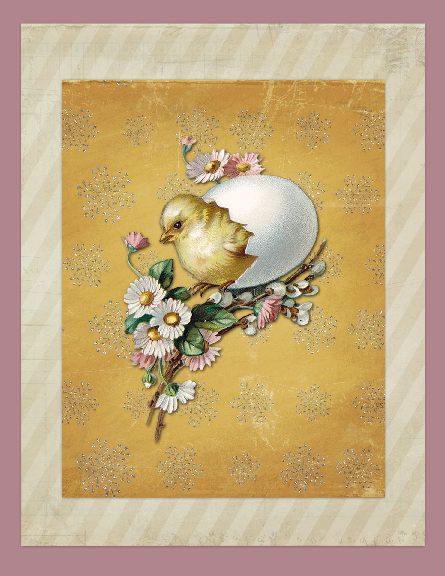 vintage illustration of a chick hatching from an egg