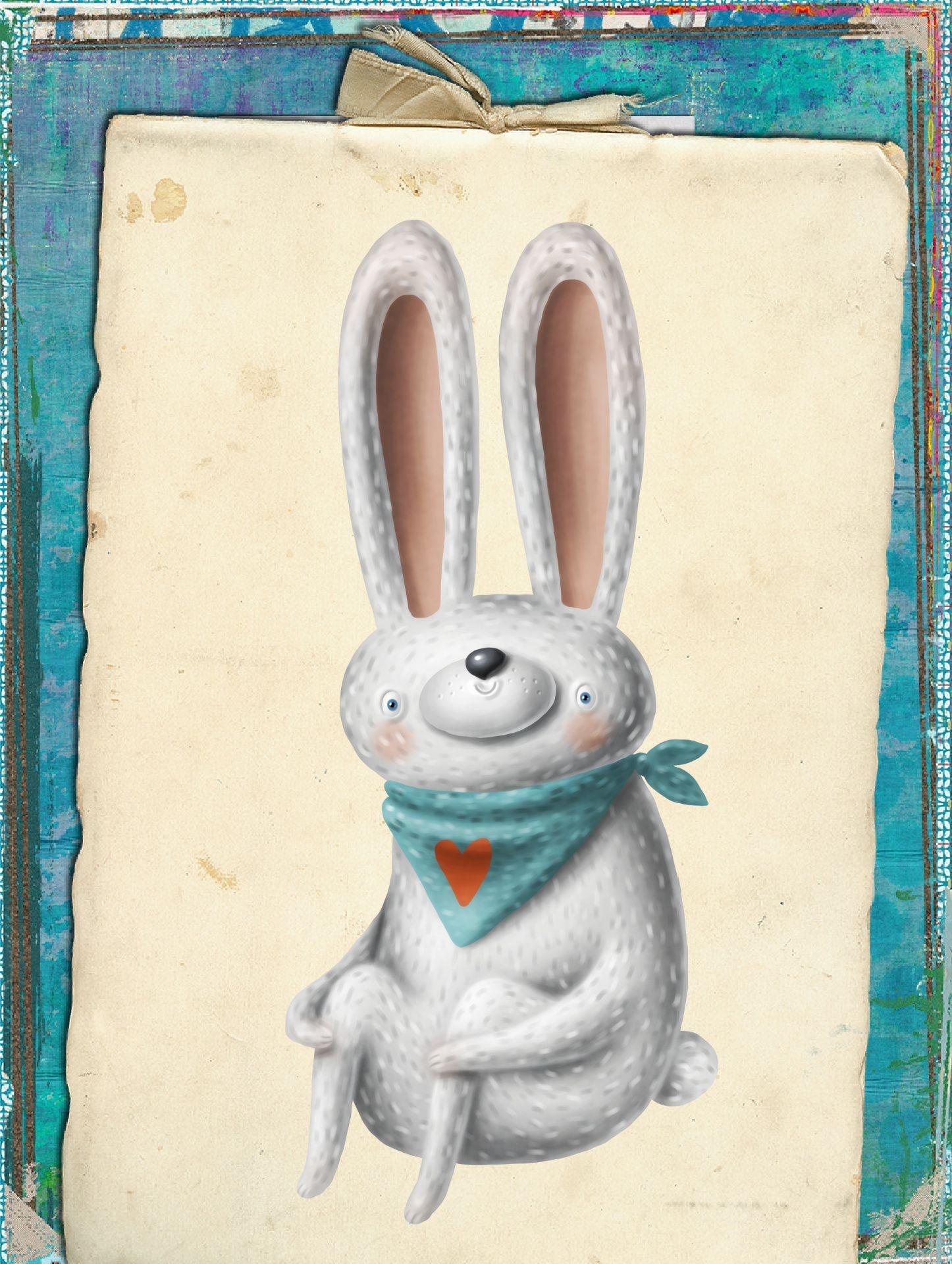 cute Easter Bunny on contemporary textured background