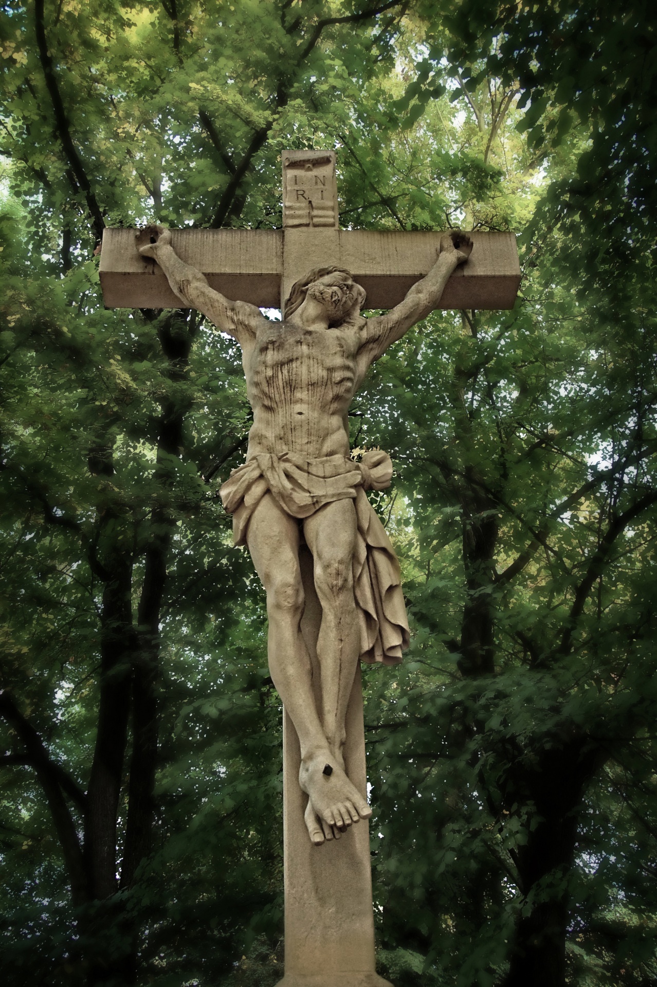 Jesus christ cross statue figure crucified faith cemetery photography