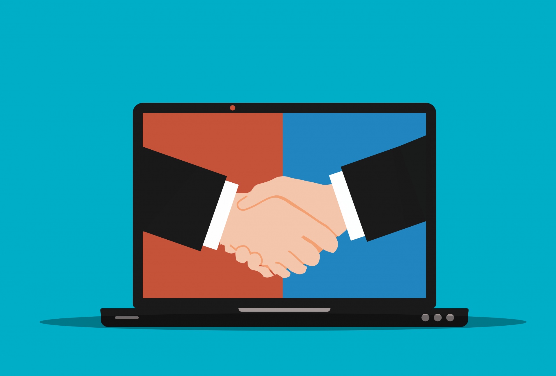 handshake, agreement, online, trust, cooperation, business, help, laptop, internet, technology, meeting, assistance, cyber, shaking, bridge, teamwork, computer, speed, working, communication, connection, solution, investment, contract, cartoon