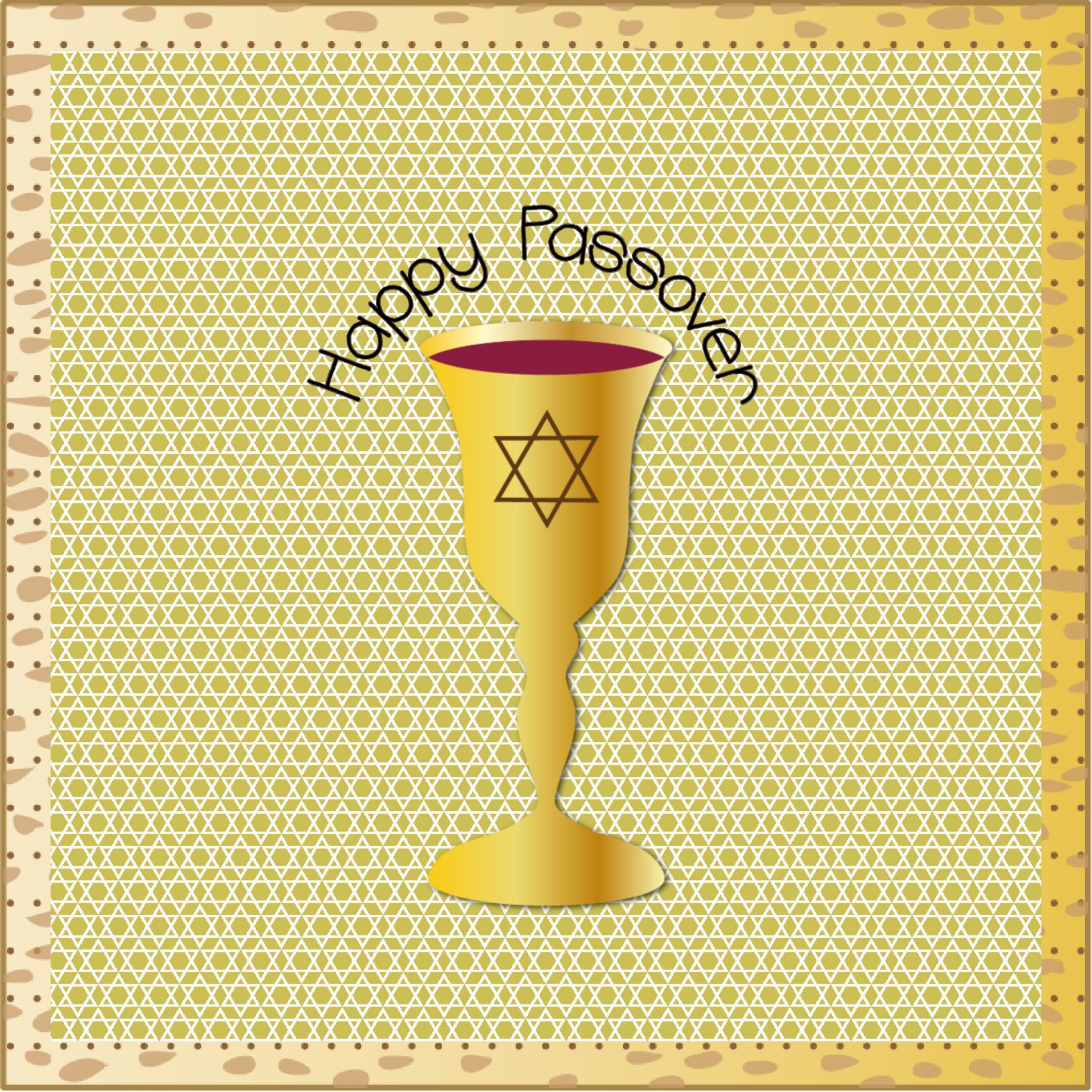 Jewish illustration with golden goblet of wine