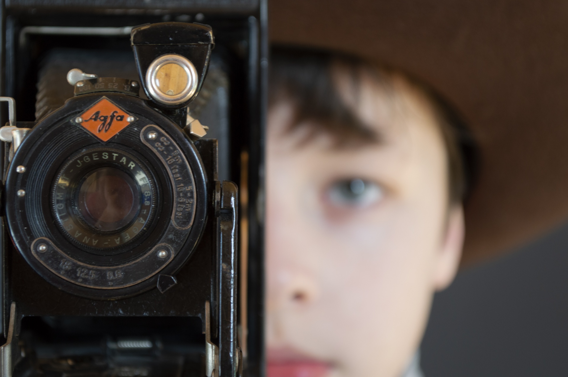 Vintage Camera And Boy