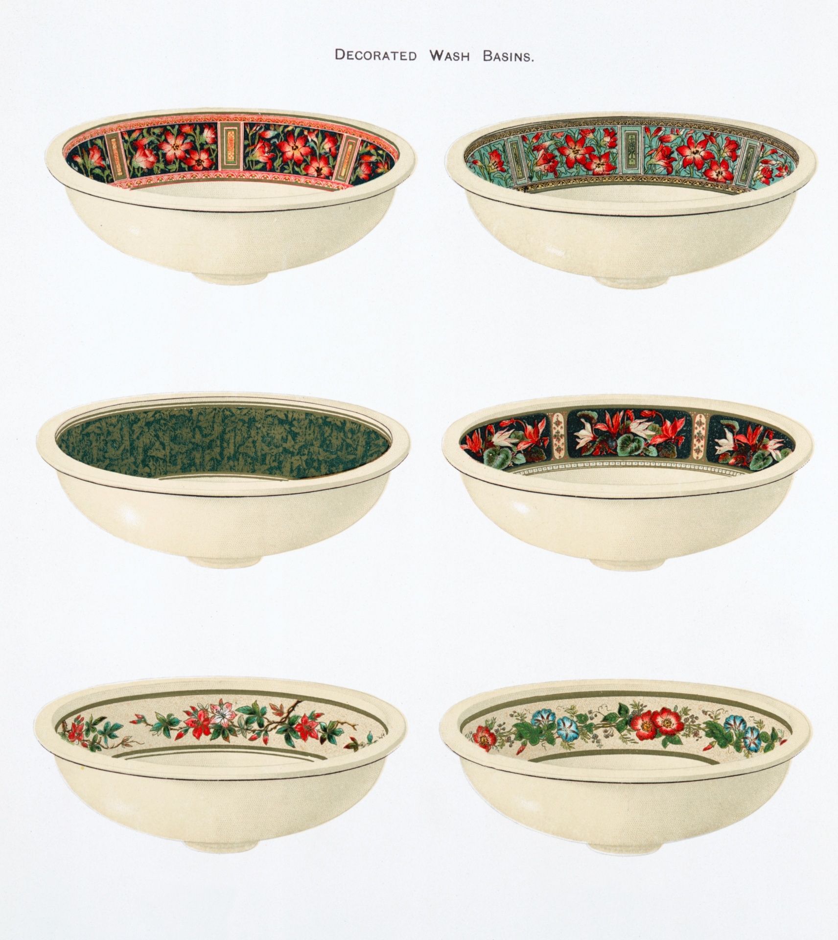 Washing Bowl Wash Basin Vintage Ceramic Advertising Illustration Old Antique Hand Painted Art