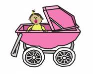 Baby Girl In Stroller