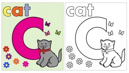 Cat Coloring Page Letter C