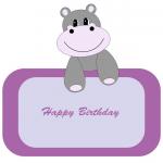 Cute Hippo Birthday Banner