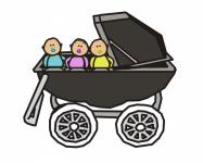 Triplet Babies In Stroller
