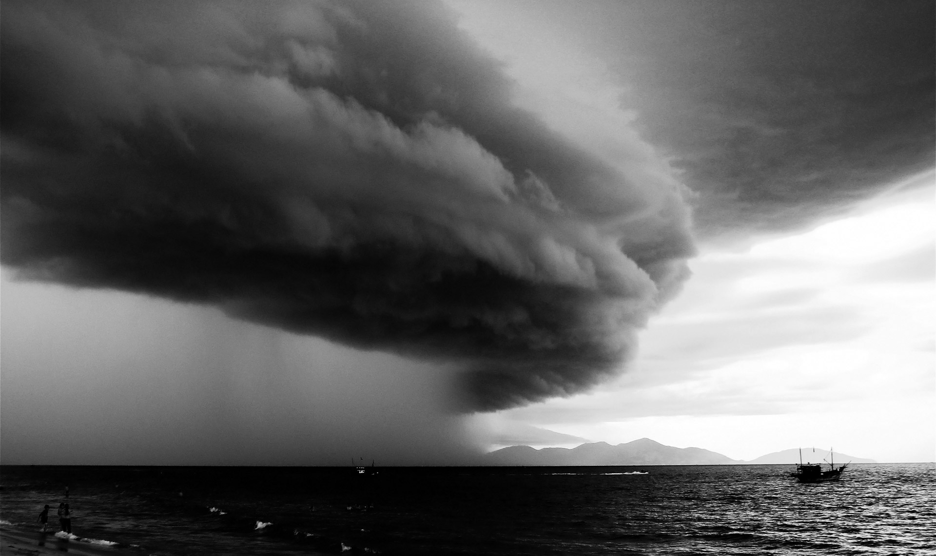 A thunderstorm at Cua Dai Beach, Hoi An Town, Quang Nam Province, Central of Vietnam.