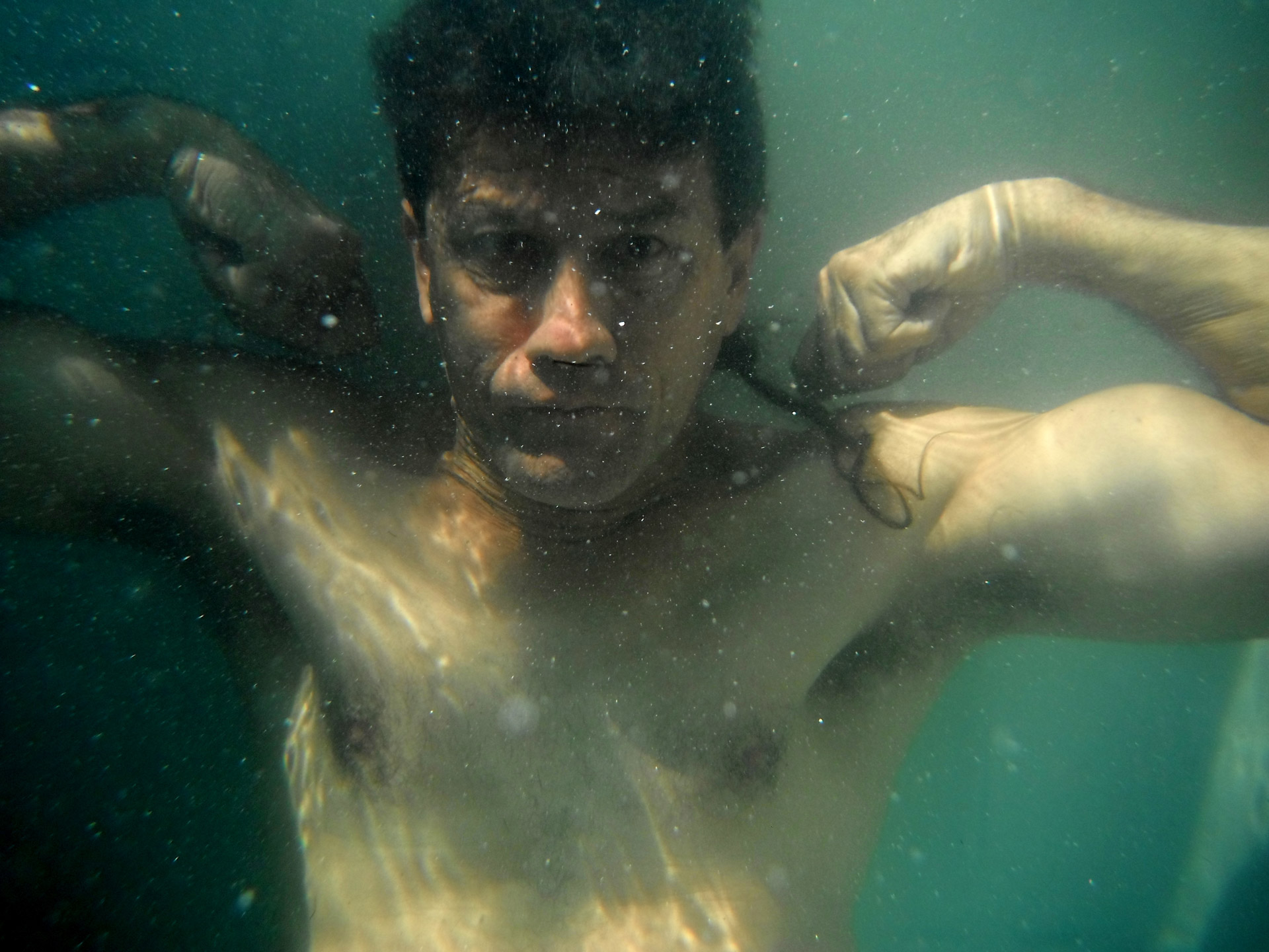 Body Building Pose Underwater