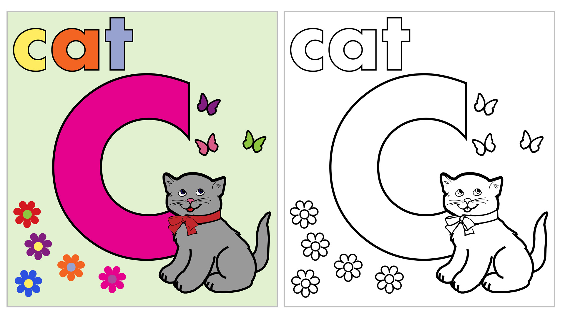 Cat Coloring Page Letter C