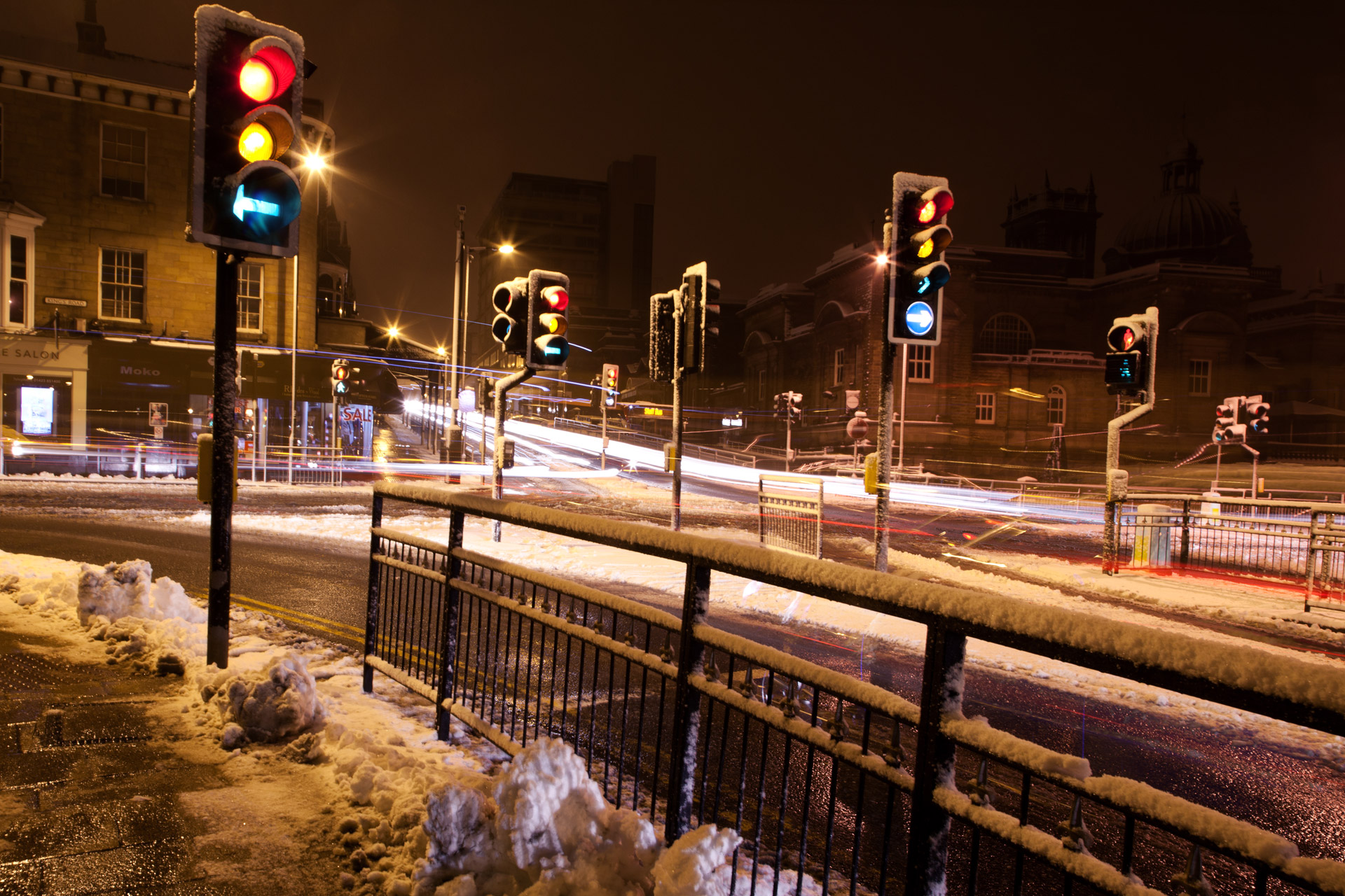 Crossroads At Night In Winter