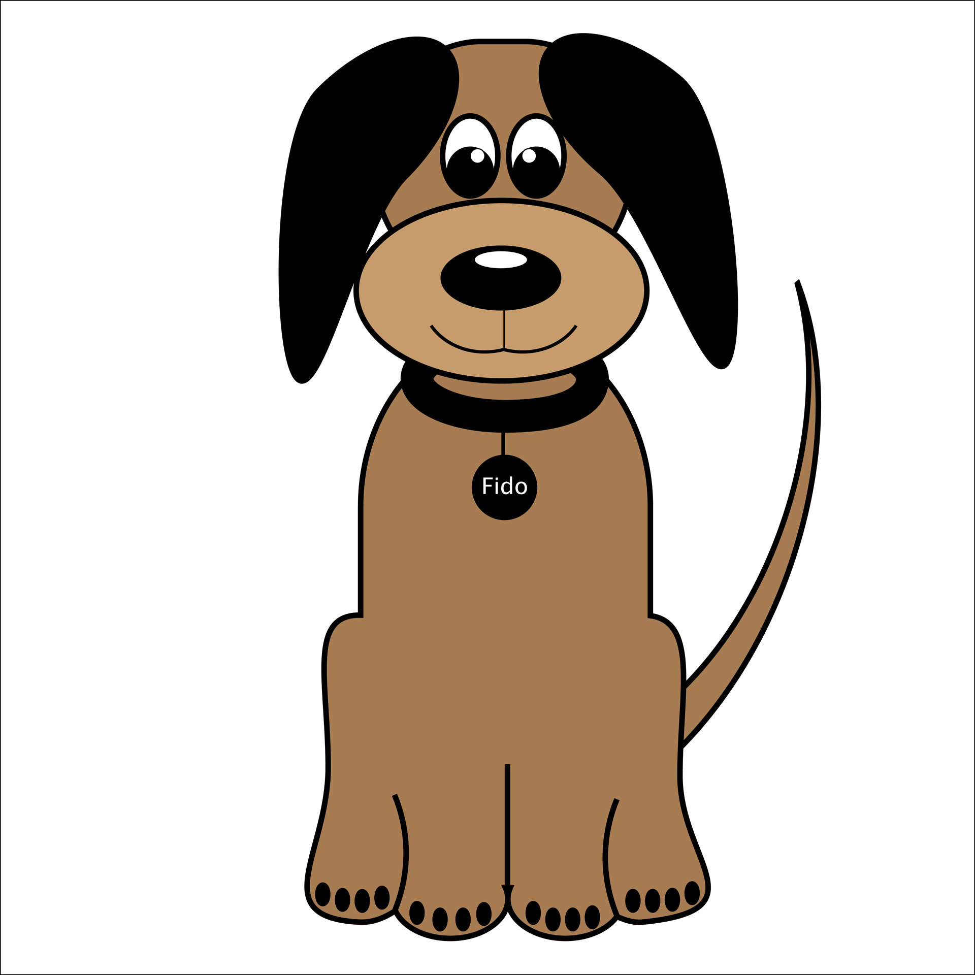 Cute sitting brown dog cartoon illustration