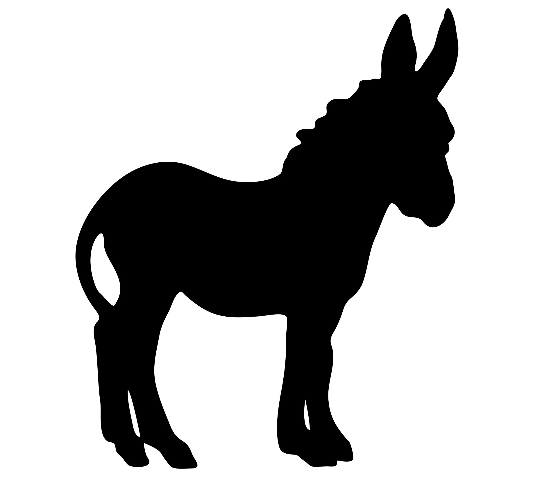 Black silhouette of a cute donkey