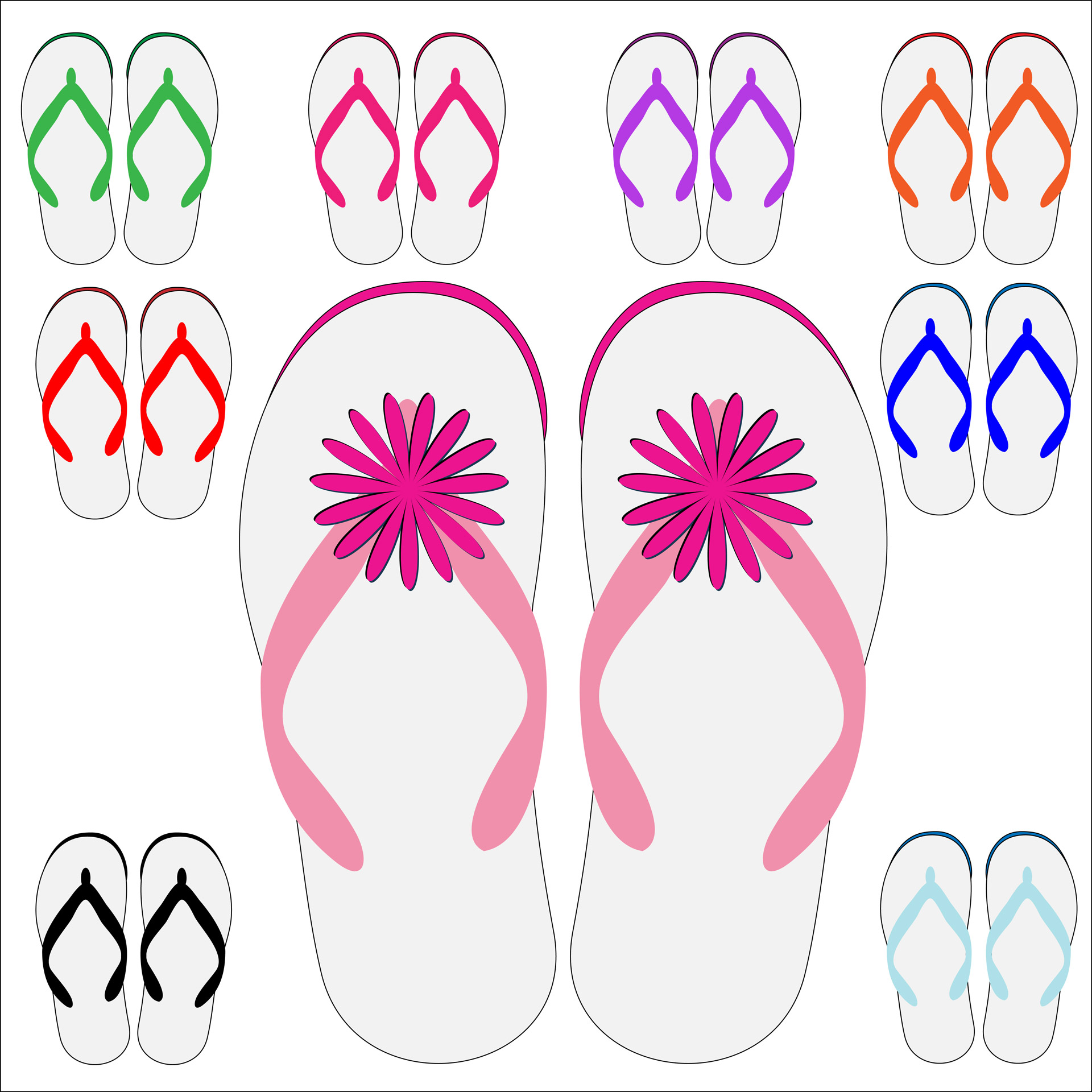 Colorful set of flip flops illustration