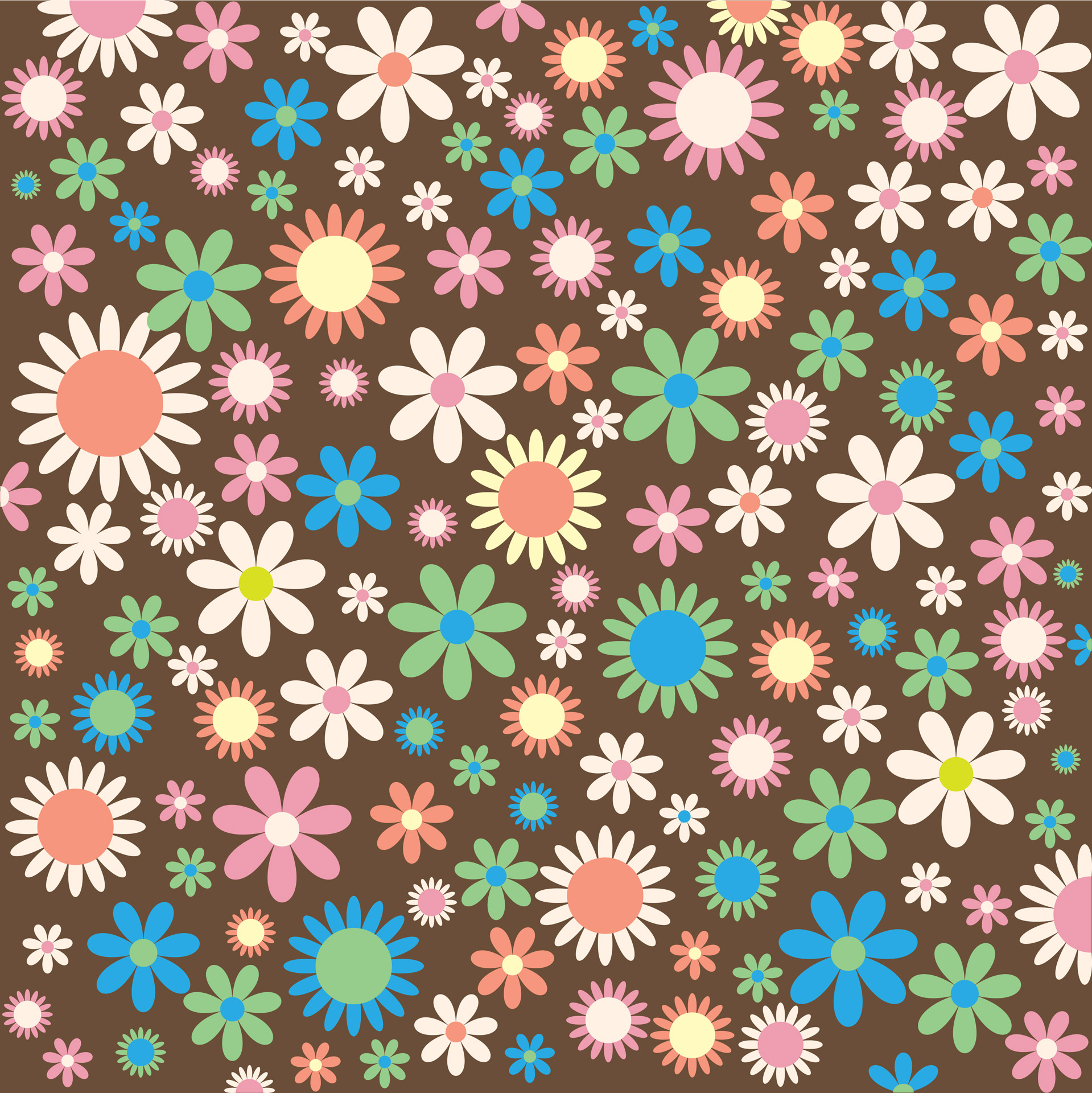 Funky, retro floral flowers background wallpaper