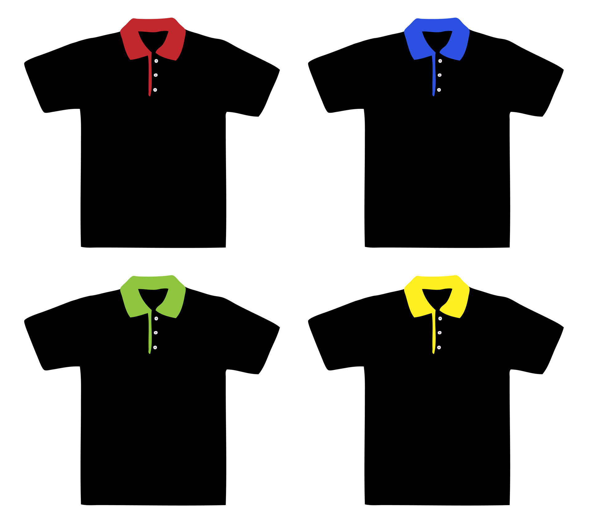 Set of four polo shirts clip-art illustration
