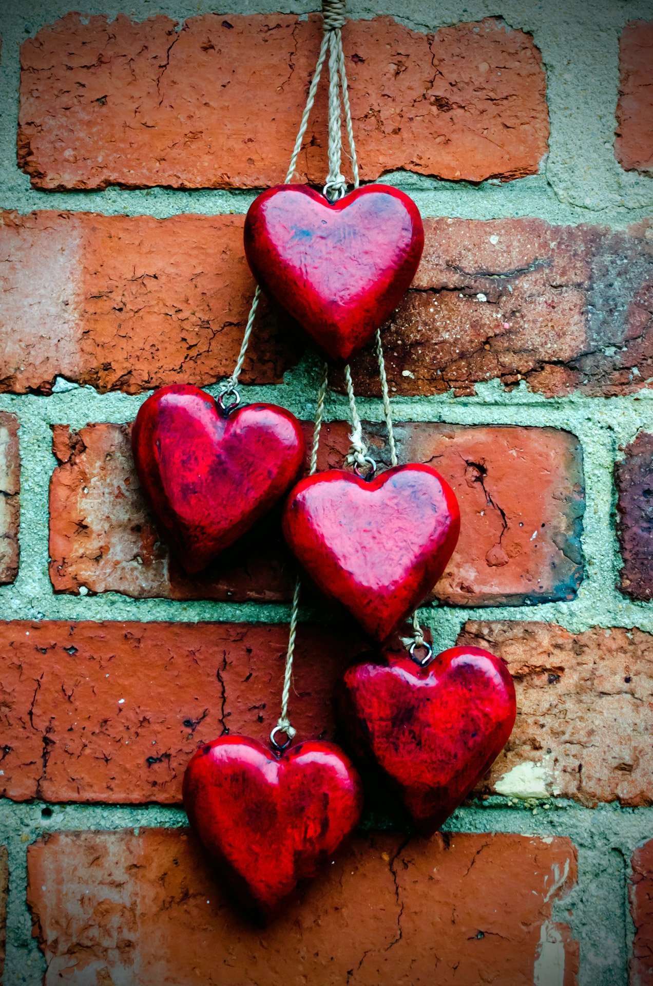 Red Heart On A Brick Wall