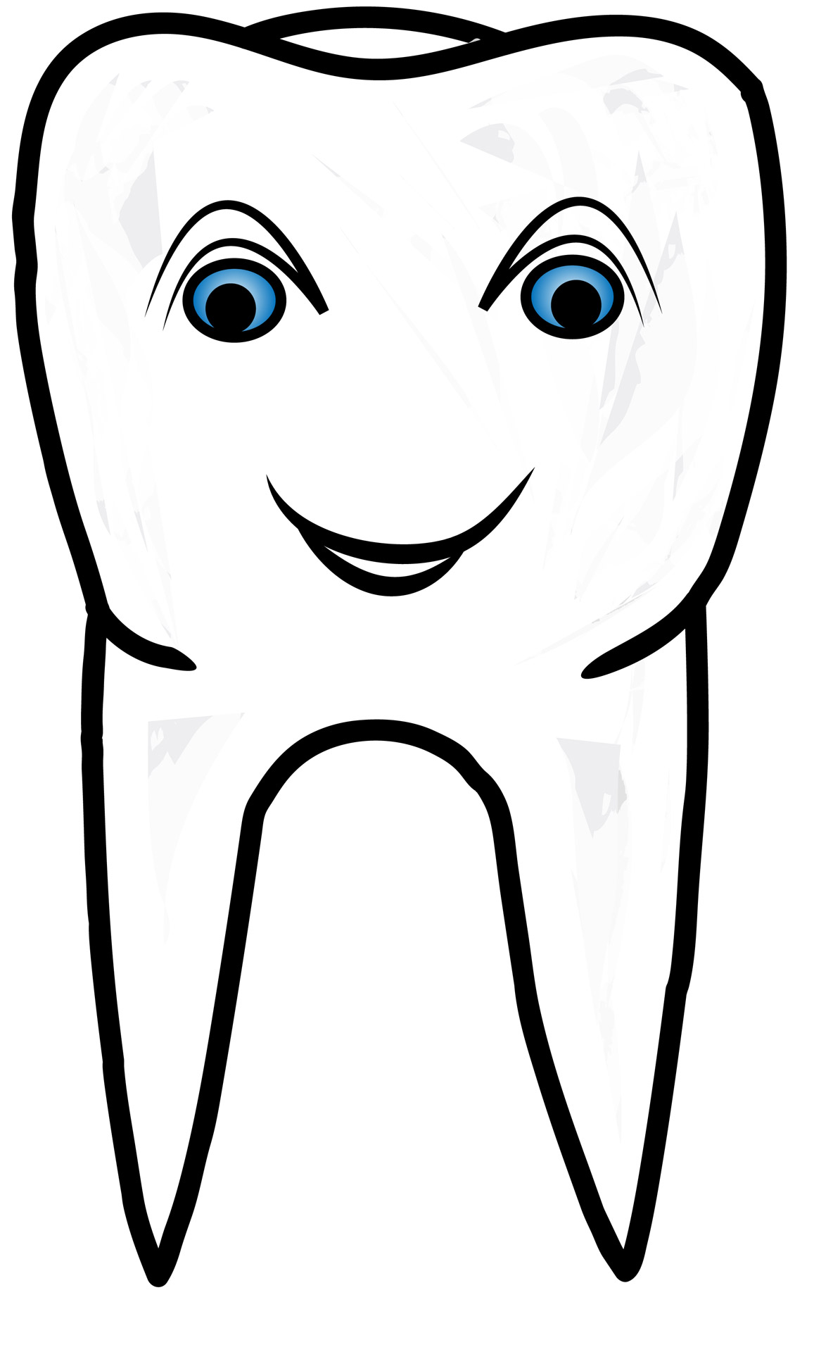 Stylized Vector Painted Smiling Healthy Tooth