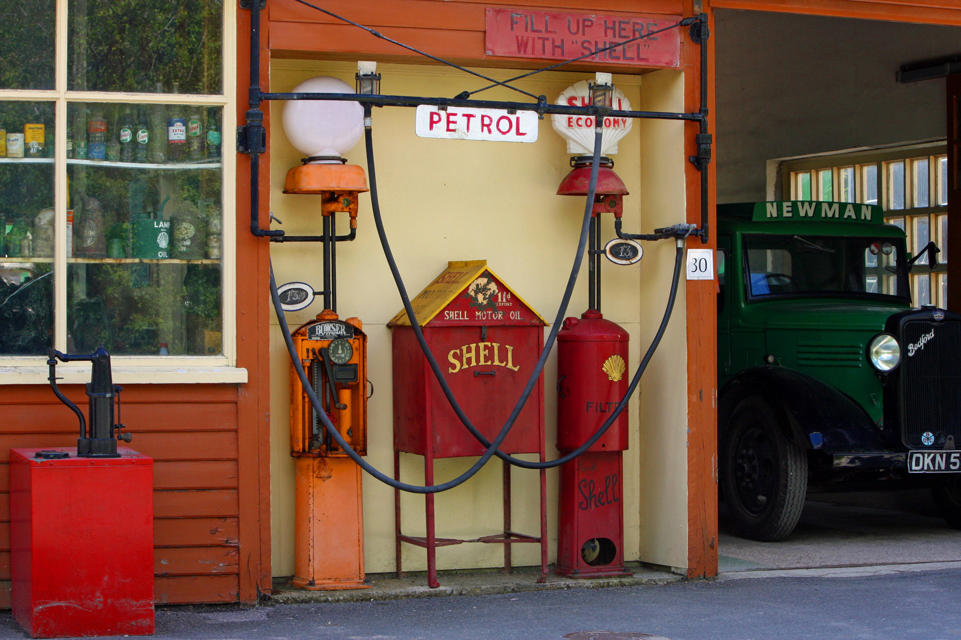 Vintage petrol filling station or gas station