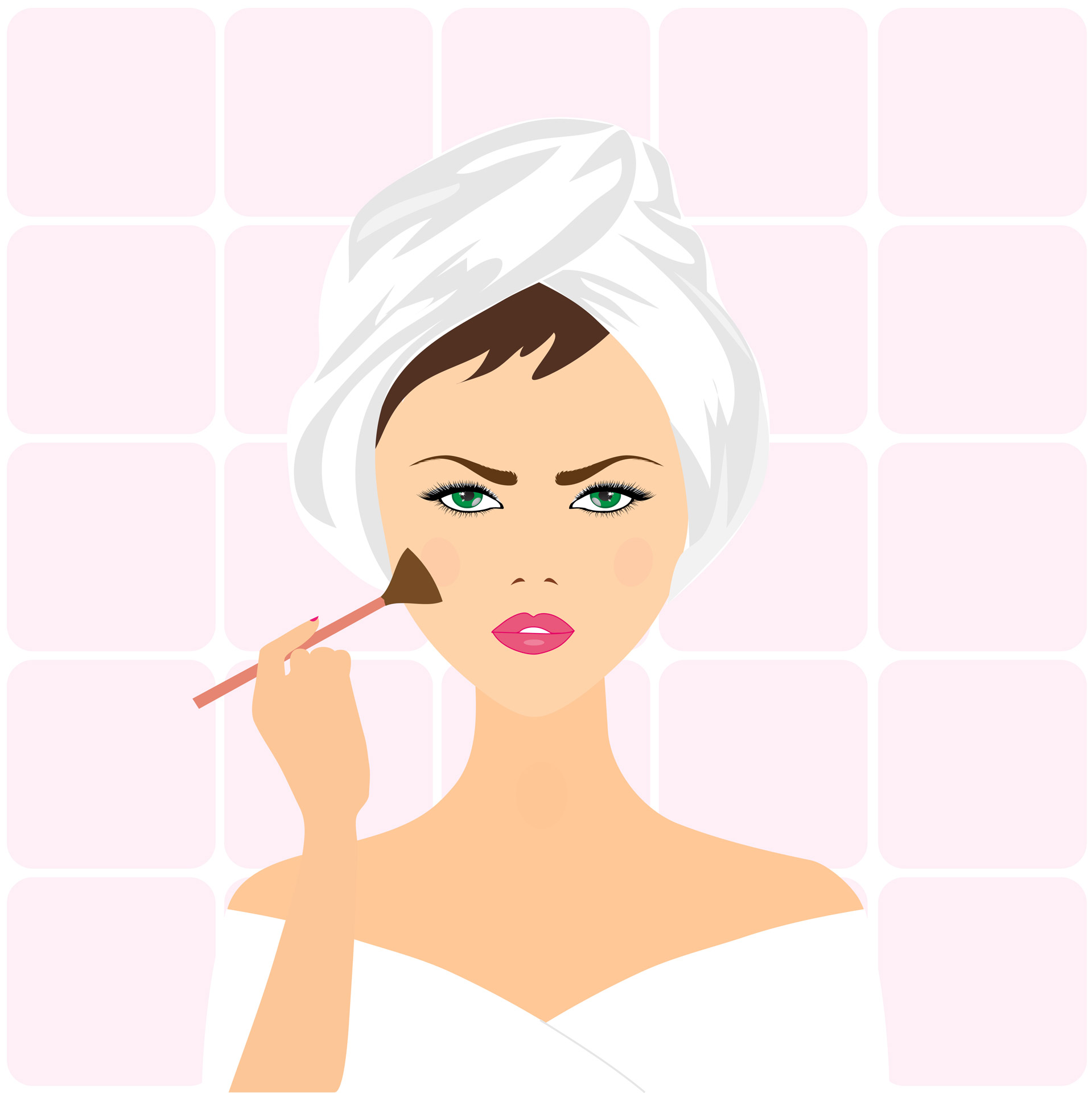 Beautiful woman applying make-up clip-art