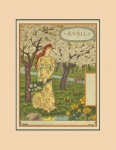 April Garden Antique Print