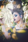 Fantasy Fairy With Horns In Forest