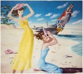 Women Beach Vintage Art