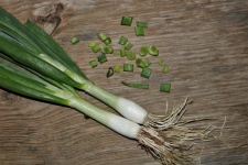 Green Onions On Wood Table 2