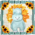 Hippo Sunflower Poster