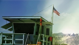 Vintage Lifeguard Station And Flag