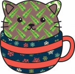 Christmas Cat In A Cup