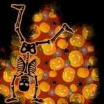 Halloween Skeleton Doing Handstand