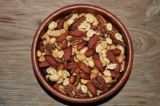 Mixed Nuts In Wood Bowl
