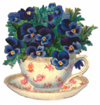Cup Of Flowers Vintage Art
