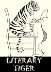 Tiger Reading Vintage Illustration