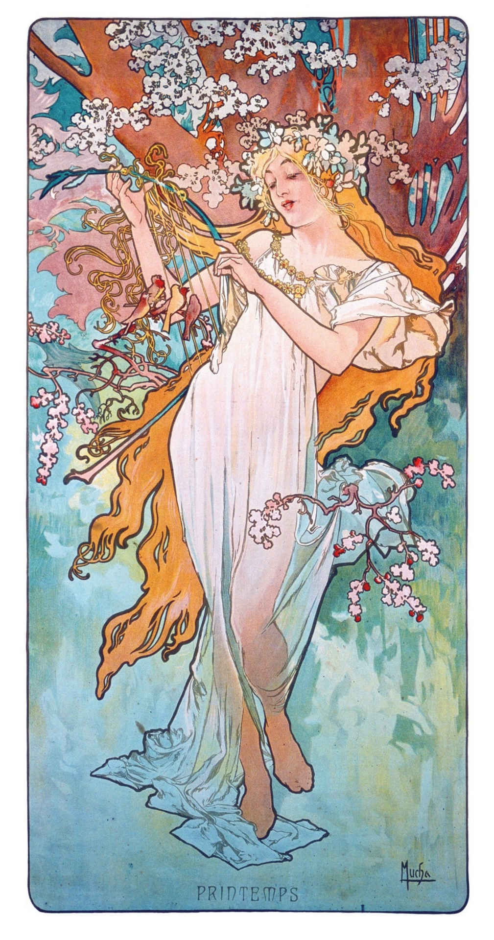 Woman Art Nouveau Art Vintage Poster Alphonso Mucha Illustration