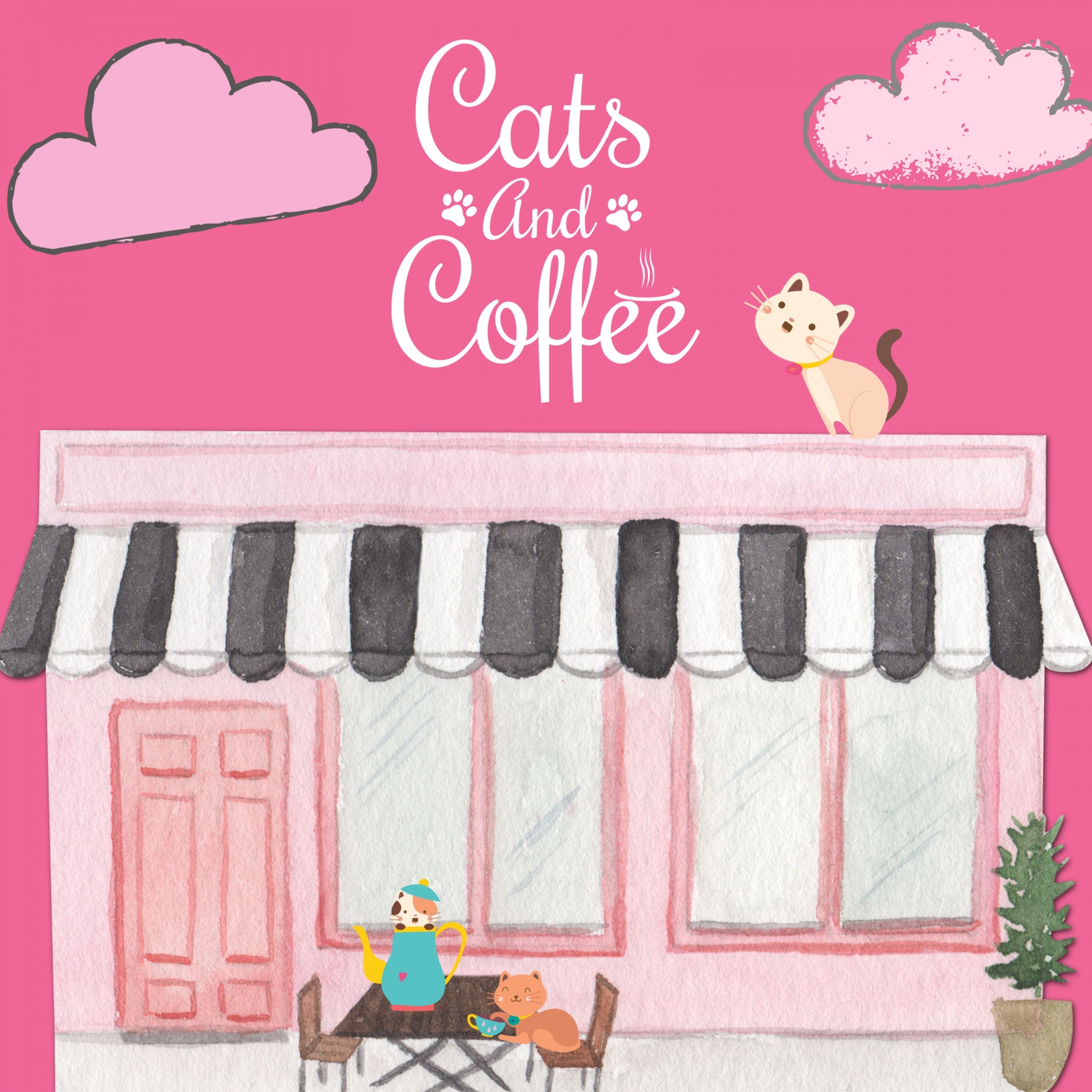 Cat Coffee Poster