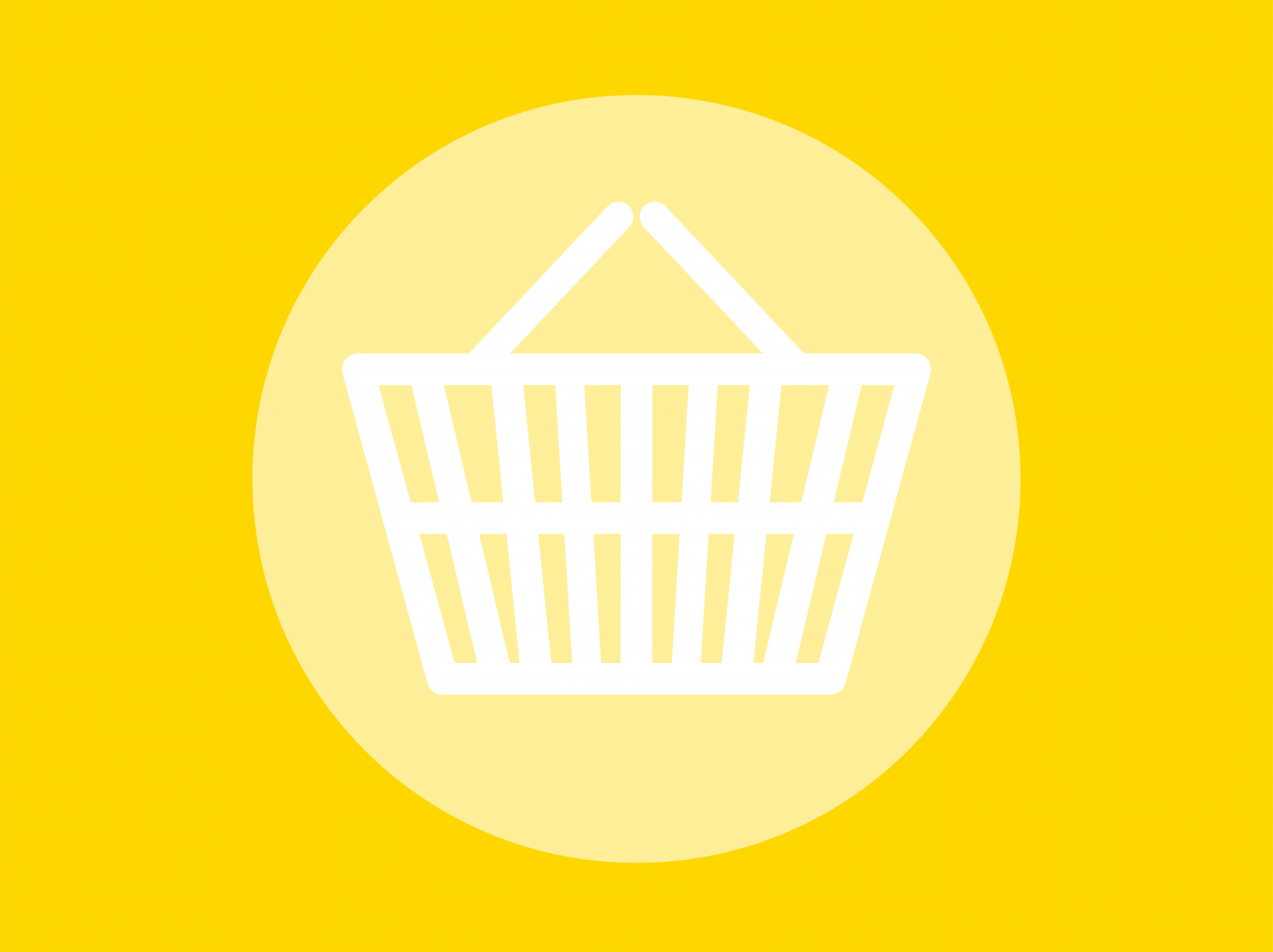 Shopping basket icon on yellow background