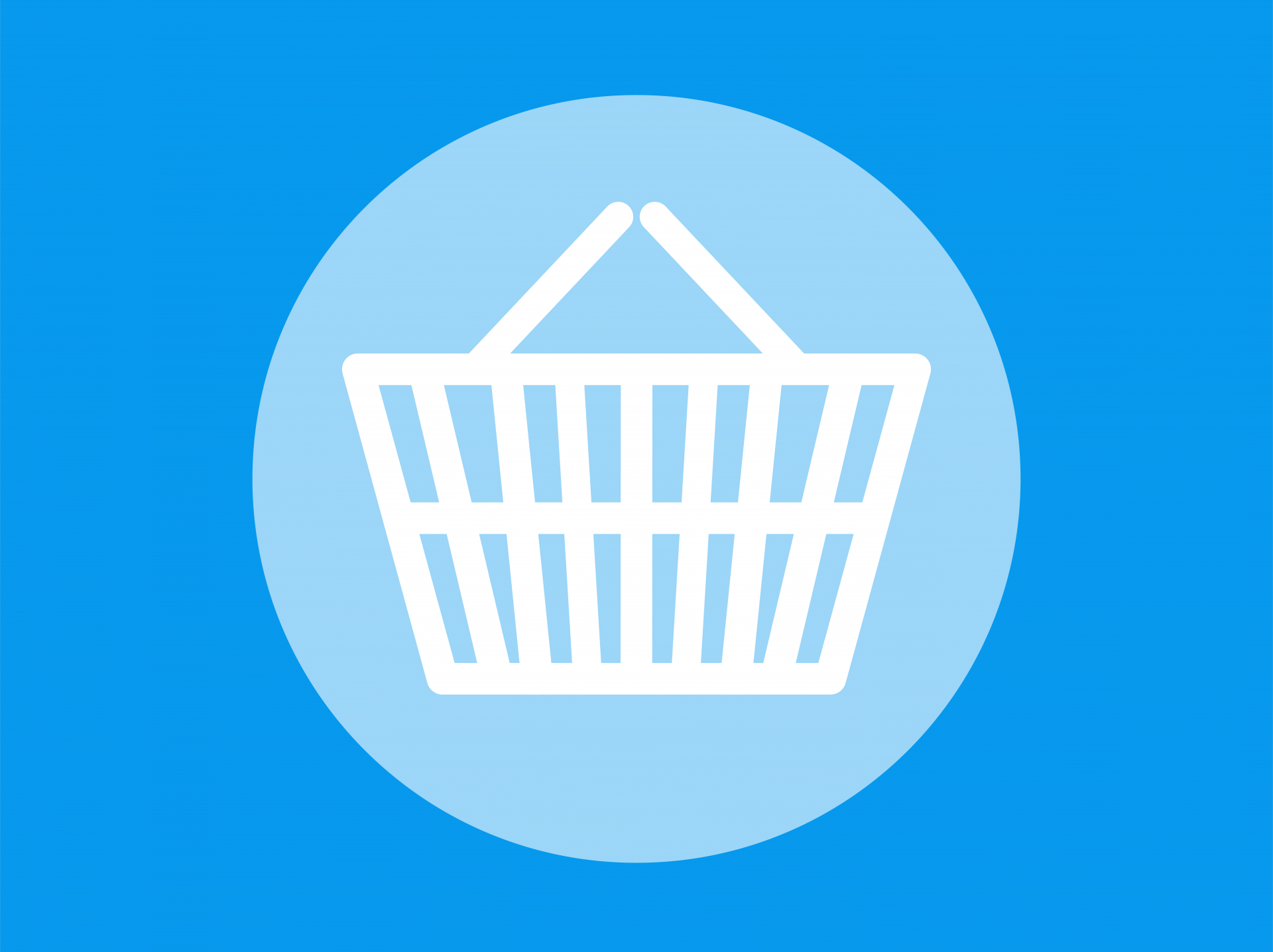 Shopping basket icon on blue background