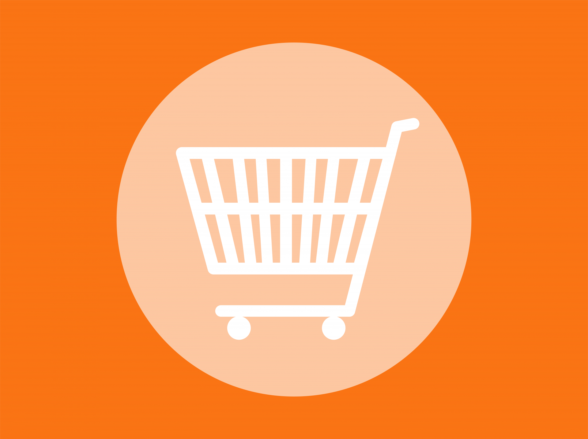 Orange shopping cart icon illustration