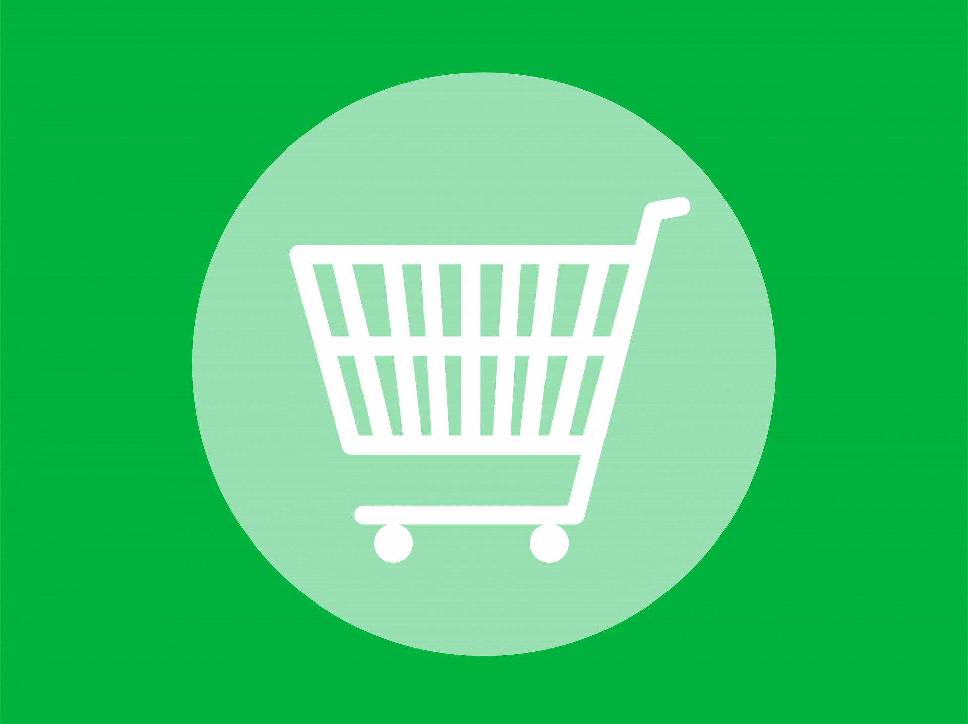 Green shopping cart icon illustration