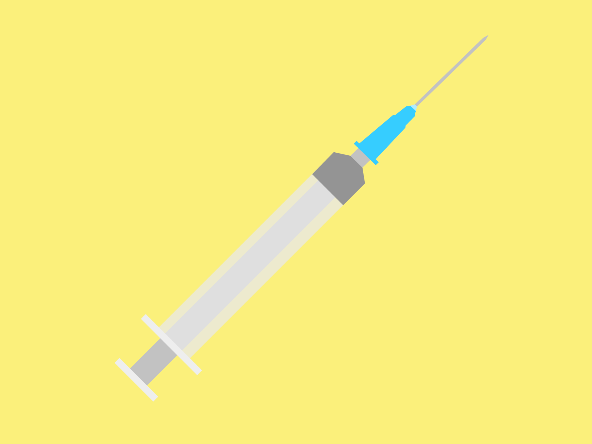 Syringe with a needle illustration on yellow background