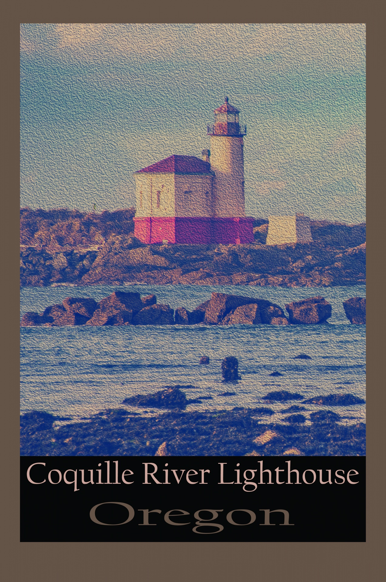 Oregon Lighthouse Travel Poster