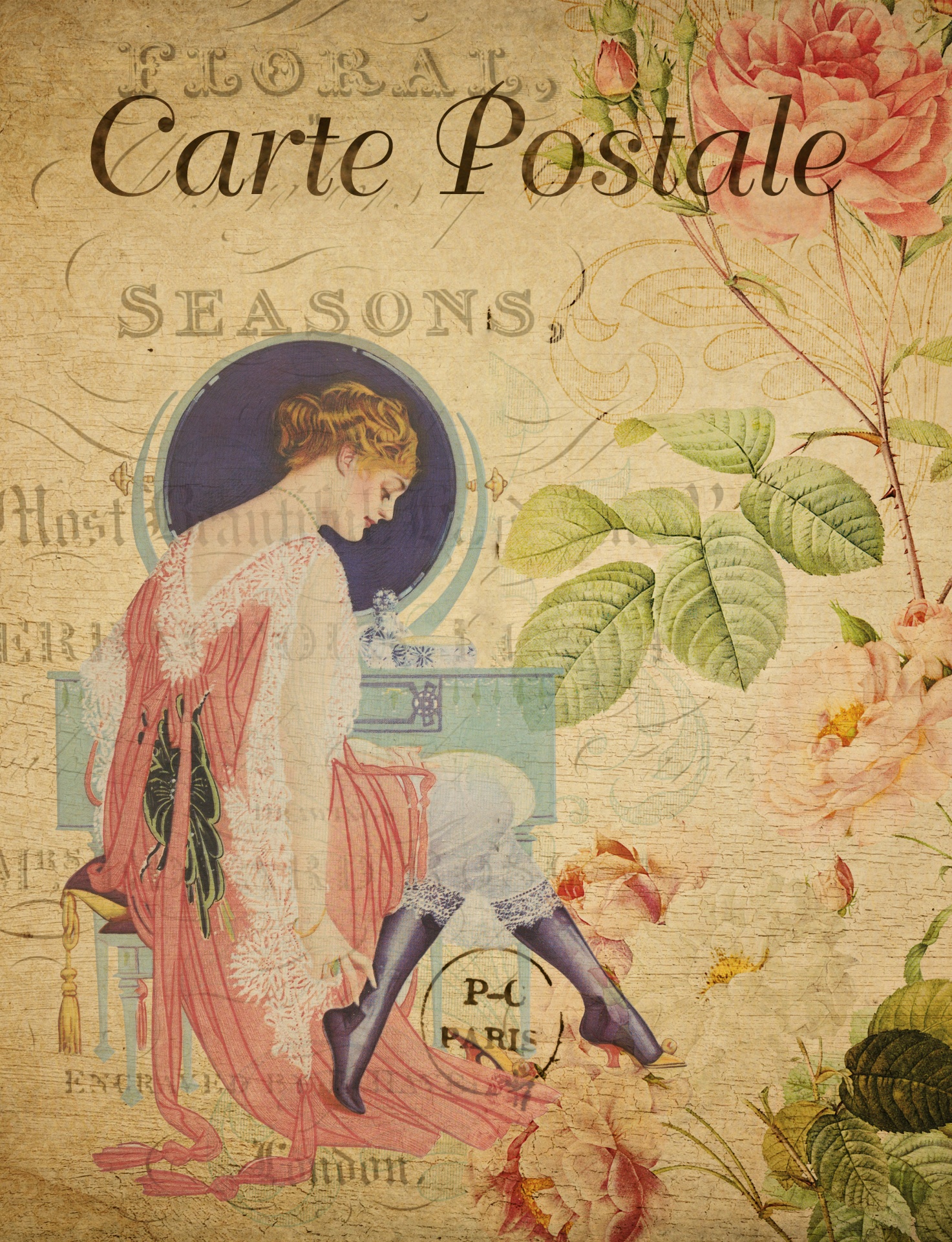 Lady Vintage French Postcard