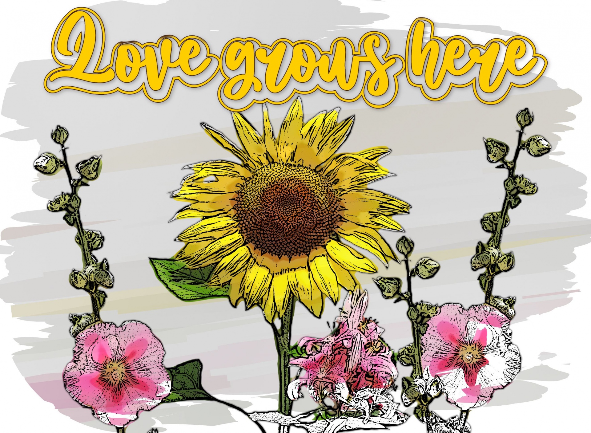 Love Grows Here Sunflower Poster