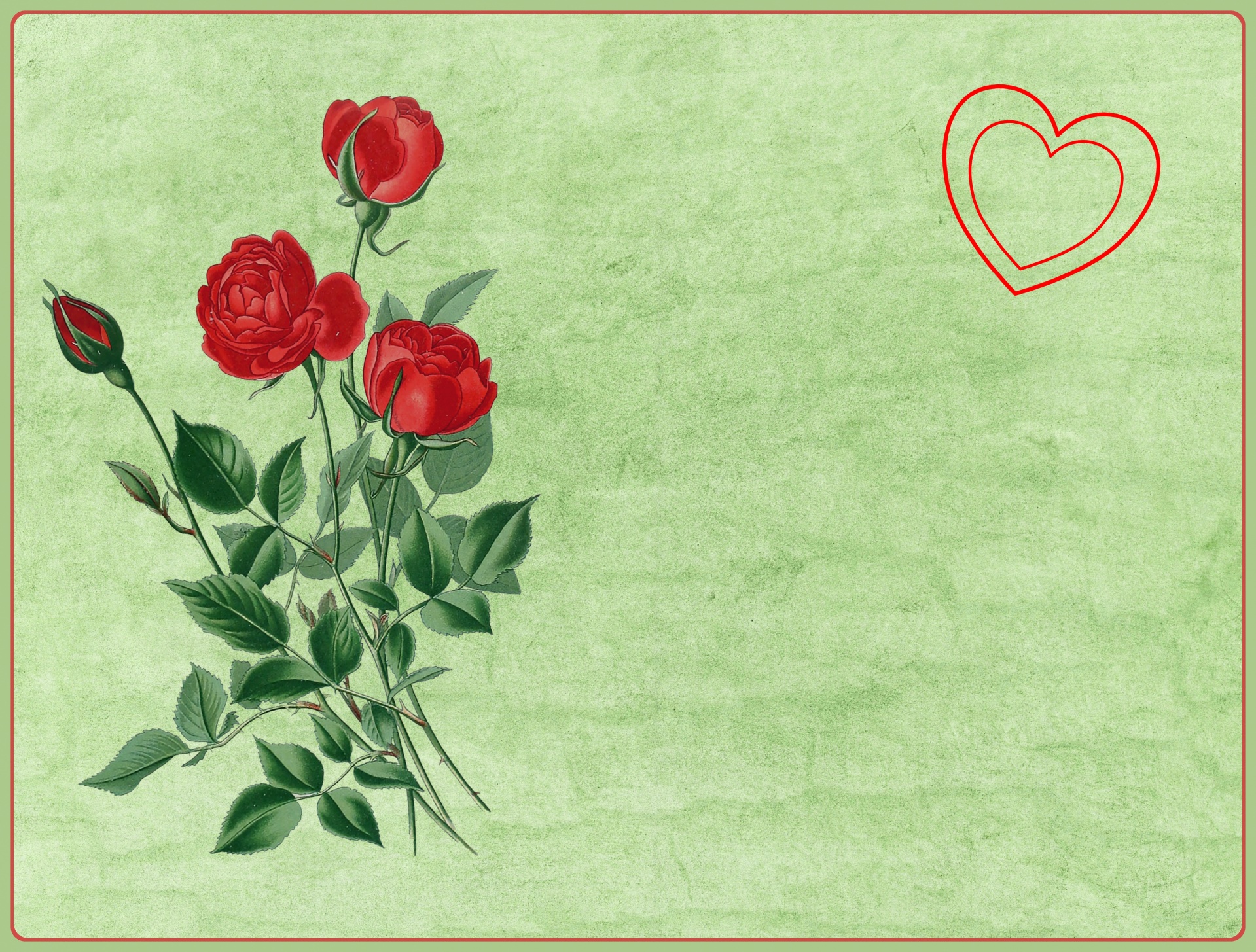 Postcard Vintage Heart Rose