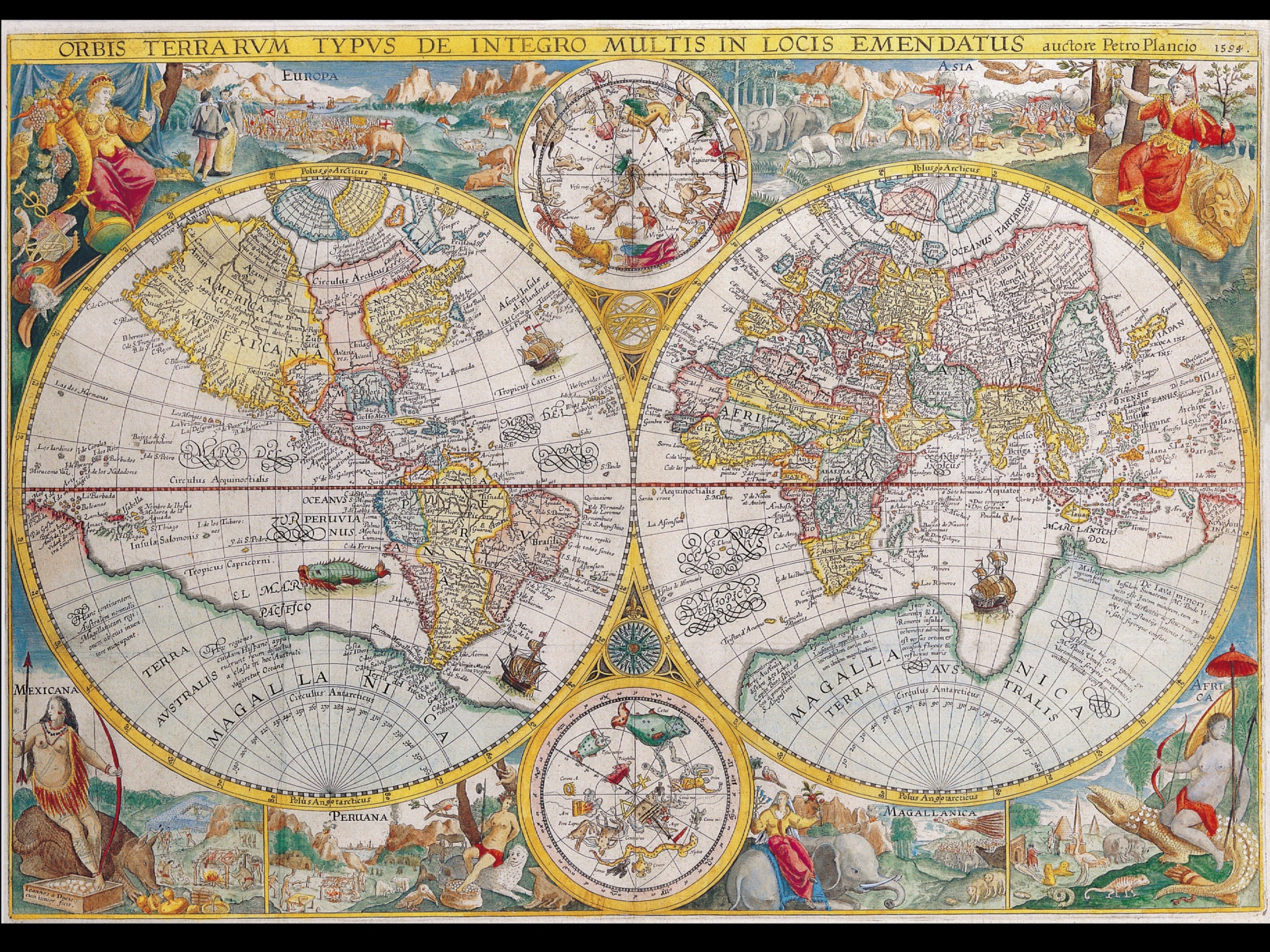 World map map vintage old art antique illustration