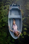 Boat, River, Girl, Woman