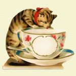 Cat Vintage Clipart Illustration